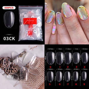 500 faux ongles français en ABS, couvrance totale, forme carrée ou amande 3D, sans plis, pour manucure DIY ou en salon - Product Image 6