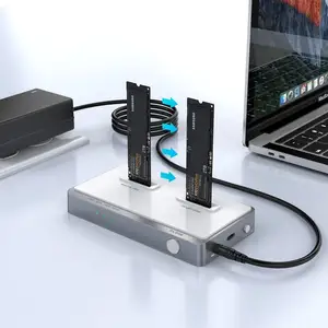USB C 듀얼 베이 NVME 도킹 스테이션 도구-무료 C 오프라인 클론 M.2 복사기 M2 SSD M 키 SSD
