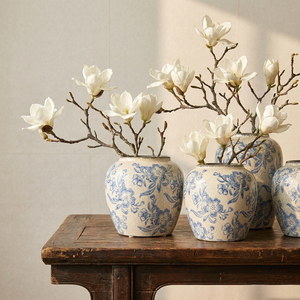 <span class=keywords><strong>Vase</strong></span> de table floral artisanal en porcelaine de Jingdezhen bleu et blanc, cuit à haute température, style traditionnel chinois, pour mariage et Pâques - Product Image 1
