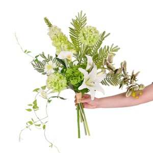 Bouquet de fleurs artificielles en soie, jacinthe blanche, lys vert, décoratif pour salon, salle d'exposition - Product Image 5