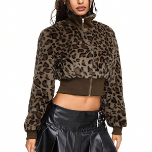 เสื้อโค้ทแฟชั่นสำหรับผู้หญิงเข้ารูปให้ความอบอุ่นใหม่พิมพ์ลายเสือดาวแนวสตรีทสำหรับฤดูหนาว - Product Image 4