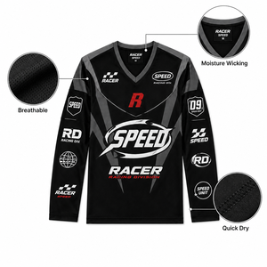 Maillot de motocross unisexe personnalisé à manches longues en mesh pour la course, haut de streetwear pour la moto - Product Image 4