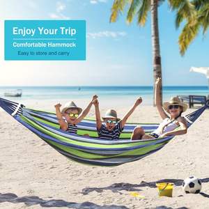 <span class=keywords><strong>Hamac</strong></span> d'extérieur en <span class=keywords><strong>toile</strong></span> double extra large pour 2 personnes avec cordes et crochets Mobilier <span class=keywords><strong>de</strong></span> <span class=keywords><strong>tente</strong></span> pliable - Product Image 2