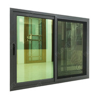Ventana Corredera de Aluminio con Marco Delgado, Ventana de Privacidad con Vidrio Tintado para Viviendas Residenciales