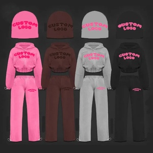 Conjunto de Pantalones y Sudadera con Capucha de Dos Piezas con Logotipo Personalizado de Último Diseño, Chaqueta Corta Tipo Cargo para Mujer y Conjunto Deportivo para Mujer - Product Image 1