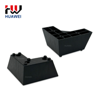 Pieds de canapé en plastique noir en forme de L HUAWEI, finition mate imitation bois, supports pour meubles, canapés, chaises, armoires et étagères