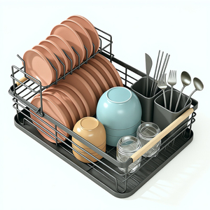 नए आगमन घरेलू स्टील 2 डिश रेजर रैक पर मल्टीफंक्शनल रैक रसोई भंडारण डिश रैक पर बहुक्रियाशील - Product Image 1