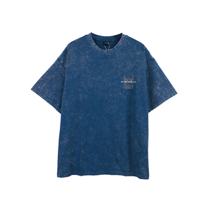 Ropa de calle de peso pesado Camiseta lavada con logotipo e imagen Camisetas de algodón de gran tamaño personalizadas para hombres Camisetas estampadas para hombres - Product Image 1
