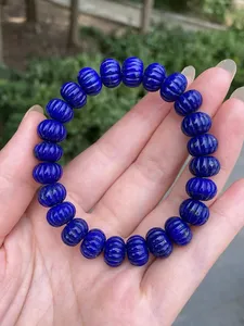 11mm Natürliche Blaue Lapislazuli Anhänger-Halskette für Damen und Herren, Reiki-Heilkristall, Abakus-Perlen-Schmuck, Wohlstands-Edelstein AAAAAA - Product Image 1