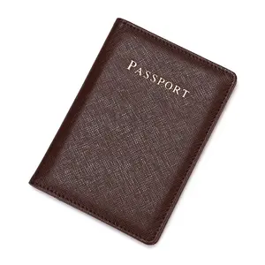 New Pu Cross Pattern Men's Passport Bag Travel Passport Cover Multi-Card Wallet Passport Holder