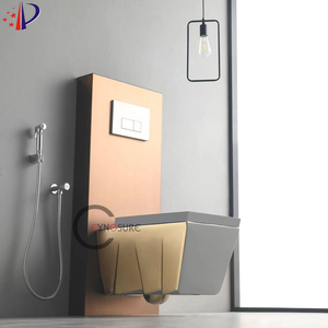 WC mural suspendu gris, simple, plaqué or, avec bon système de chasse d'eau - Product Image 5