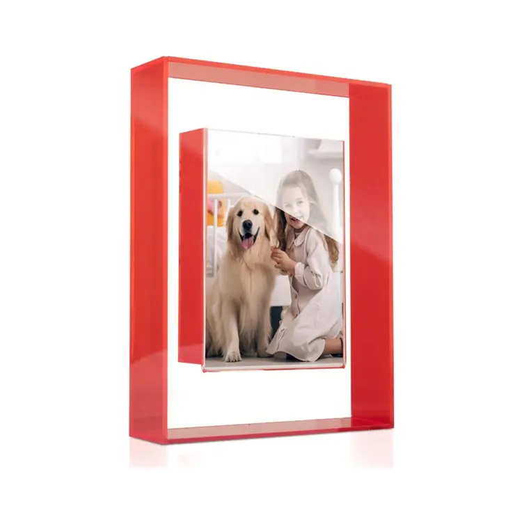 Magnetic Custom Colorful Acrylic Cube Photo Frame Clear Picture Frame Clear Acrylic Case for Desktop Display for Home Office