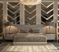 Lit King Size Luxe Matelassé à Points Diamant avec Tête de Lit Large pour Chambre Principale, Villa, Suite d'Hôtel ou Projet Hôtelier