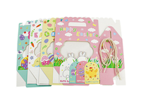 Boîtes cadeaux en papier personnalisées de luxe avec logo, motif lapin de Pâques et poussin de dessin animé, avec fenêtre et poignée, pour bonbons et faveurs de fête, vente en gros