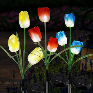 Luci solari da giardino all'aperto impermeabili tulipani colorati fiori luci di decorazione fiori simulati luci per giardino Patio - Product Image 1