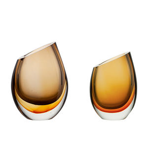 Décoration de table pour la maison, couleur ambre, grande et petite, une paire, urnes de luxe, vases en verre transparent hauts pour centres de table - Product Image 4