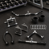 Kit d'accessoires pour machine à câble de gym avec barre de tirage latéral, corde triceps, poignée en V, sangles de cheville et mousquetons pour entraînement à domicile