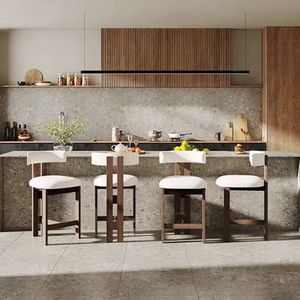 Taburete <span class=keywords><strong>de</strong></span> <span class=keywords><strong>Bar</strong></span> Moderno <span class=keywords><strong>de</strong></span> Madera Maciza con Tapicería <span class=keywords><strong>de</strong></span> Tela, Silla Alta para Hogar, <span class=keywords><strong>Bar</strong></span>, Hotel, Restaurante, Bistro, Cafetería ZN073 - Product Image 6