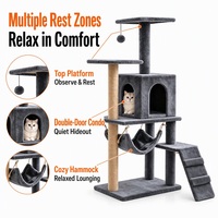 Arbre à chat multi-niveaux en gros pour chats de taille moyenne, tour à chat avec 2 condos, hamac, poteau à gratter en sisal et échelle d'escalade