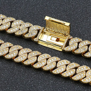 Diamond Pave Real <b>Gold</b> Electroplated S925 Silver Flip Safety Clasp 14mm Cuban <b>Bracelets</b> Moissanite Streetwear Custom ODM B2Bs - Product Image 4