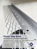 Profilé de finition en plâtre galvanisé durable, tailles sur mesure, approvisionnement direct usine pour les distributeurs de matériaux de construction