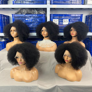 Parrucca Afro crespo vergine riccia 13x4x2 parte laterale in pizzo di colore naturale capelli umani corti parrucche Afro Bob con attaccatura dei capelli naturale - Product Image 5