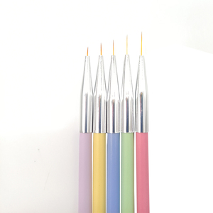 Custom Logo Kolinsky Nylon Hair Gold Metal Handle Nail Brush <b>Set</b> with Silicone Dotting Tool for UV Gel Painting Liner Brush - Product Image 3
