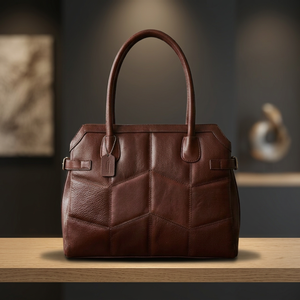 Bolso de Mano Clásico Rojo para Mujer, de Cuero Genuino, con Cierre de Cremallera, Resistente al Agua, Capacidad de 1L, Dos Asas, Portátil, Moderno, para Exteriores - Product Image 1
