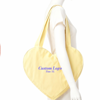 Tas Tote Kanvas Bentuk Hati Desain Fashion, Tas Belanja Bentuk Hati Katun Organik, Tas Bentuk Hati Multiwarna Ramah Lingkungan, Logo Custom