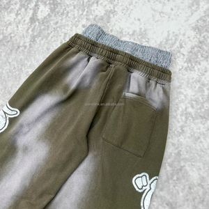 Pantalon de survêtement empilé en coton vieilli personnalisé Streetwear lourd pantalon de survêtement à jambes larges lavage à l'acide pantalon de survêtement baggy à double taille - Product Image 3
