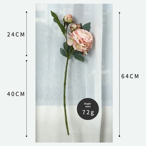 Fleur artificielle pivoine à 28 couches avec bords brûlés, <span class=keywords><strong>d</strong></span>écoration haut de gamme pour salon, fausse fleur <span class=keywords><strong>d</strong></span>écorative, vente en gros pour mariages - Product Image 2