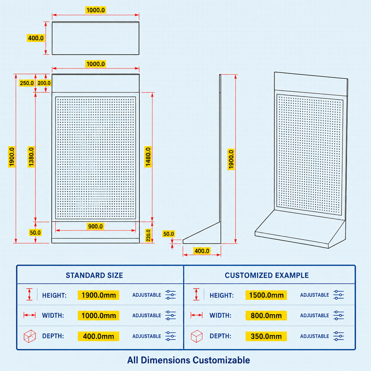 Custom Metal Air Conditioner Display Stand Floor Standing HVAC Split AC Showroom Pegboard Rack Mini Split Heat Appliance Retail — view 4