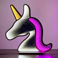 Enseigne néon LED personnalisée effet miroir infini licorne 3D Abyss Light pour la maison, les centres commerciaux, les boutiques, les chambres d'enfants, la publicité et la décoration