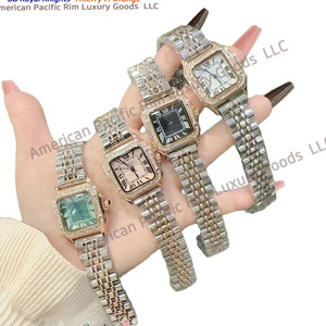 Montre pour femme, simple, carrée, de luxe, bracelet en acier, quartz, étanche, boucle, style professionnel, mode étudiante, aiguille lumineuse, Cartiers - Product Image 1