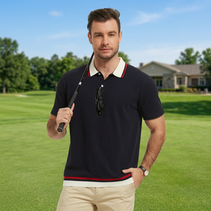 Chemise de golf pour homme en coton 100% écologique, couleur unie, anti-plis, à logo personnalisé, tricotée, séchage rapide, fabriquée au Bangladesh – Meilleure vente - Product Image 2