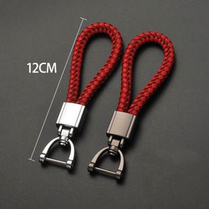 Porte-clés en cuir tressé à la main avec boucle fer à cheval, pour clés de voiture, accessoire de mode pour femme, cadeau - Product Image 4