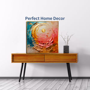 Pur fait à la main moderne or soleil mur Art photo abstrait or <span class=keywords><strong>cercle</strong></span> couteau <span class=keywords><strong>peinture</strong></span> à l'huile sur toile décor à la maison Texture paysage - Product Image 2