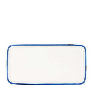 Vassoio per Ravanelli 18x9 Cm Bianco con Bordo Blu per Servire Piatti - Product Image 1