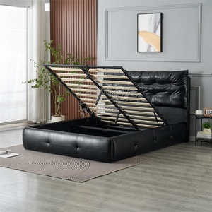 <span class=keywords><strong>Letto</strong></span> <span class=keywords><strong>matrimoniale</strong></span> moderno in pelle nera imbottito con <span class=keywords><strong>testiera</strong></span> trapuntata e struttura in legno, mobili <span class=keywords><strong>letto</strong></span> morbidi - Product Image 3