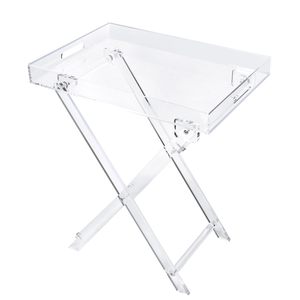 Table pliante en acrylique, plateau carré, plateau à boissons, petite table en acrylique transparente, table de service pour la cuisine et le bar, pour le salon - Product Image 1
