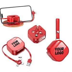โลโก้ธุรกิจแบบกำหนดเองพร้อมที่เก็บสาย 4 in 1 สายชาร์จโทรศัพท์แบบ Micro USB Type-C ของขวัญส่งเสริมการขายแบบกำหนดเอง - Product Image 1