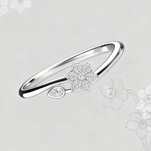 [Hong Kong International Jewellery Show]Vintage Daffodil-Inspired Sterling Silver <b>Statement</b> <b>Ring</b> with Cubic Zirconia Accents - Product Image 3