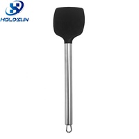 Spatule de cuisine en silicone souple de qualité alimentaire résistante à la chaleur avec logo personnalisé et manche en acier inoxydable durable