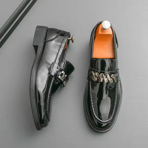 S0068X Nuevos Zapatos Formales de Hombre de Cuero Genuino de Primera Capa, Estilo Caballero, Sin Cordones, Camuflaje, Ligeros, Bordados, para Otoño - Product Image 4