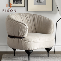 Fauteuil individuel de designer italien minimaliste, compact, en tissu de lin moderne, inclinable, pour salon, négociation et comme fauteuil d'appoint