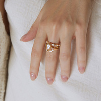Bague en acier inoxydable plaqué or 18 carats PVD, étanche, avec zircon, sans ternissement, en forme de cœur, pierre transparente, bijoux personnalisés pour femmes, ERESI