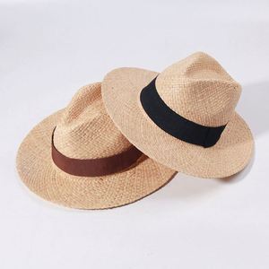Sombrero Panamá de Paja al por Mayor, Sombrero Fedora de Paja Natural de Ala Ancha para Hombre, Sombrero de Sol para Playa de Verano - Product Image 4