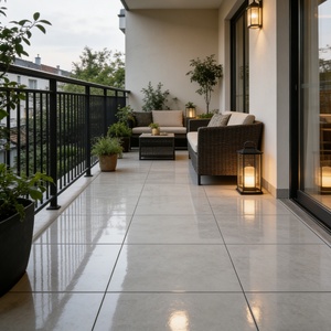 Baldosa de Porcelana Estilo Crema 800x800mm Blanco Puro Brillante Resistente a las Manchas Antideslizante Moderna Minimalista <span class=keywords><strong>para</strong></span> <span class=keywords><strong>Baño</strong></span> con 5 Años de Garantía - Product Image 2