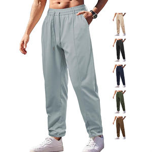Pantalon d'été ample à taille haute pour hommes, avec cordon de serrage, respirant, décontracté, léger, en sergé de coton, pour les loisirs - Product Image 1