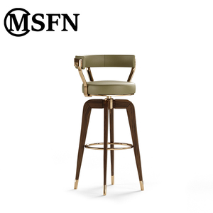 Tabouret haut design moderne bois massif métal épissé usine directe personnalisable pour la maison <span class=keywords><strong>bar</strong></span> salle à manger cuir matériel pour vivre - Product Image 3